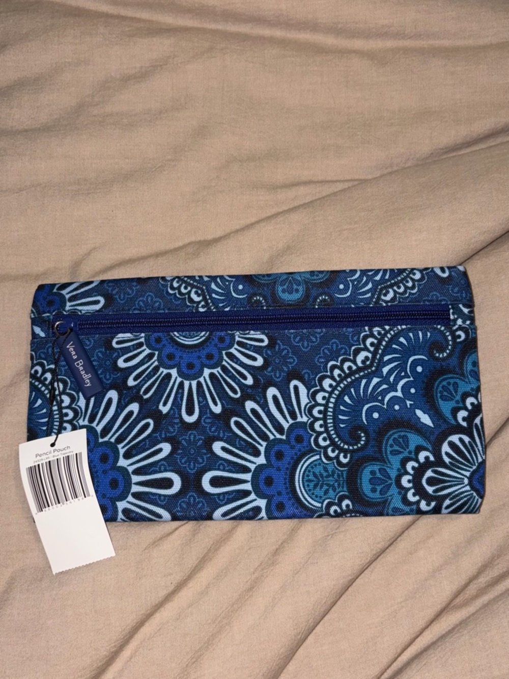 Vera Bradley Blue Tapestry Floral Pencil Pouch